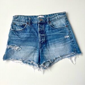 ZARA • Women’s High Waist Side Slit Distressed Denim Shorts • Size 10